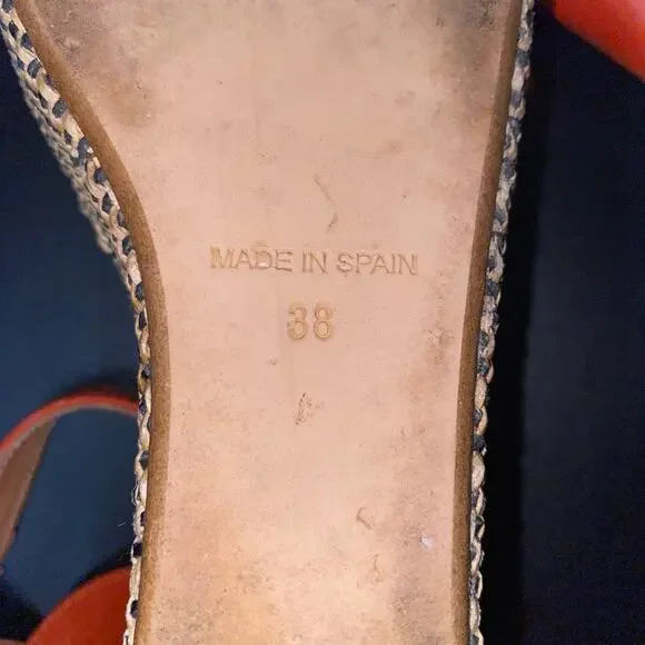 Maypol Brown Leather Woven Wedge Heels Platform Sandals Women's Size 38 US 7.5 - Picture 8 of 9